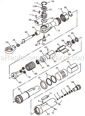 Page A Diagram and Parts List for CP826 T025074 Chicago Pneumatic Ratchet
